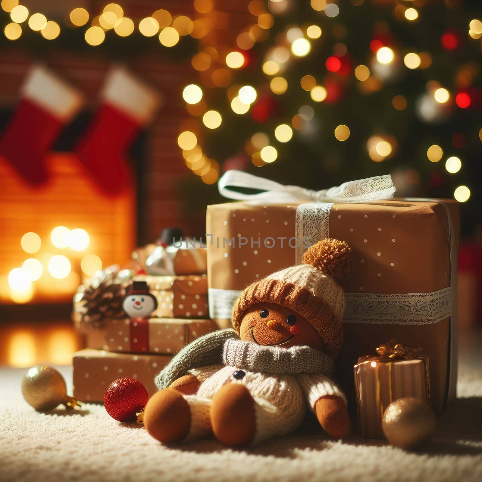 Luxury New Year gifts, different present boxes under Christmas tree in holiday eve, Christmastime celebration by Kobysh