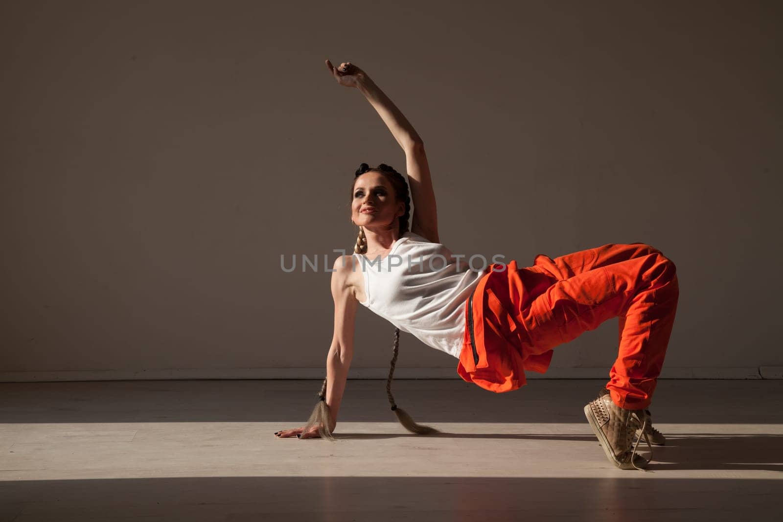 Portrait of a woman dancing to music