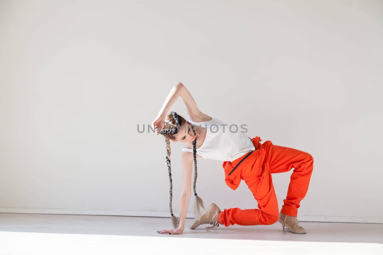 Portrait of a woman dancing to music