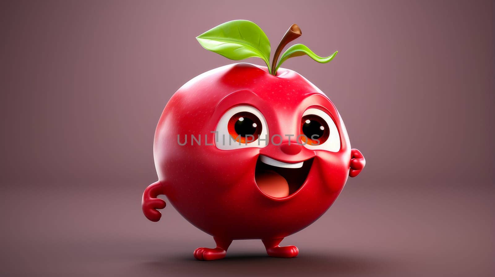 Pomegranate with a cheerful face 3D on a white background. Cartoon characters, three-dimensional character, healthy lifestyle, proper nutrition, diet, fresh vegetables and fruits, vegetarianism, veganism, food, breakfast, fun, laughter, banner