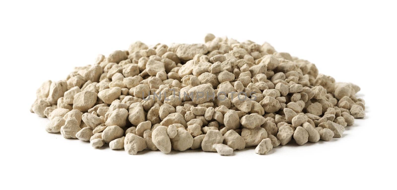 Mineral cat litter filler isolated on white background