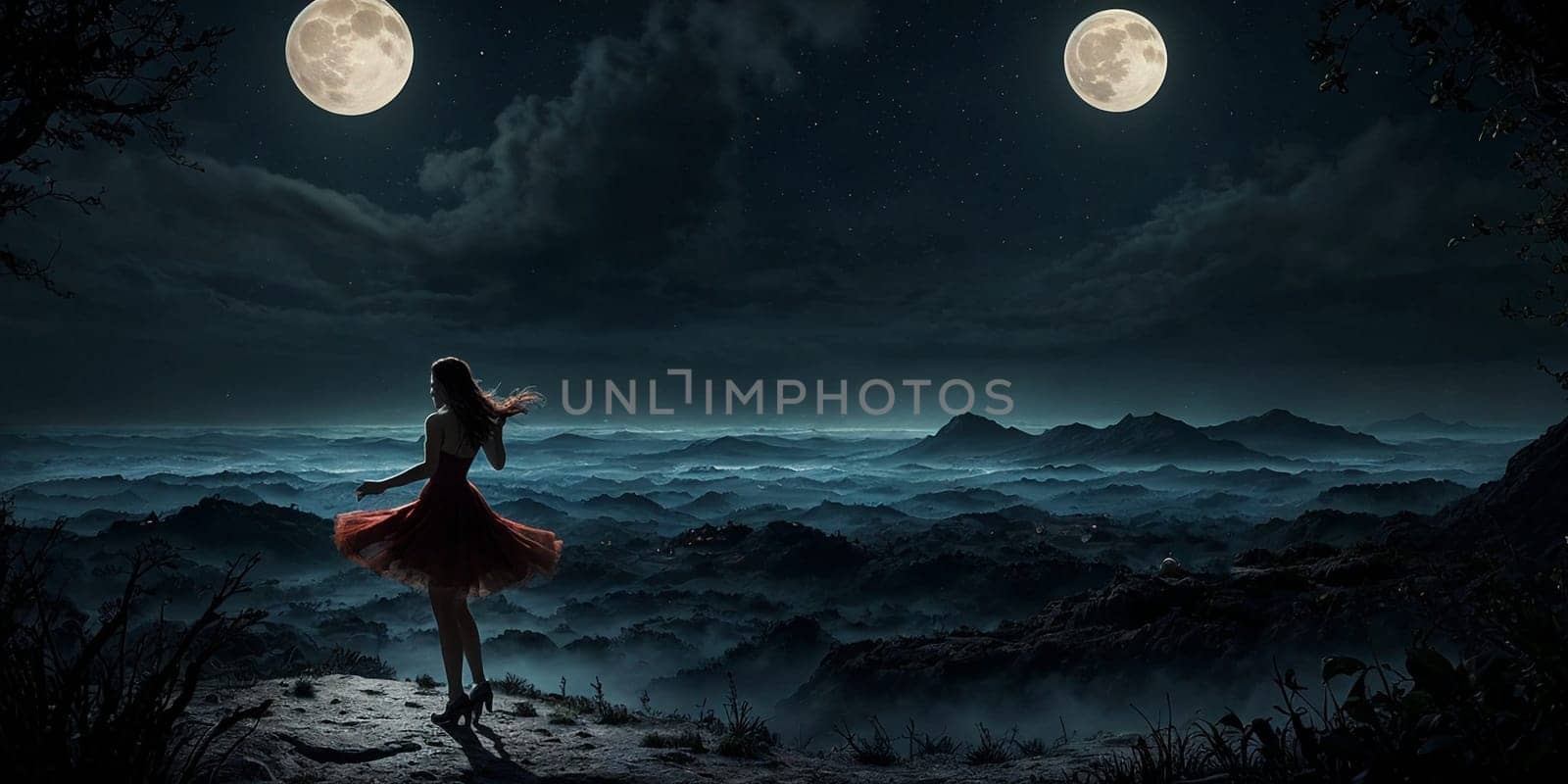Beautiful girl by the light of the moon by NeuroSky
