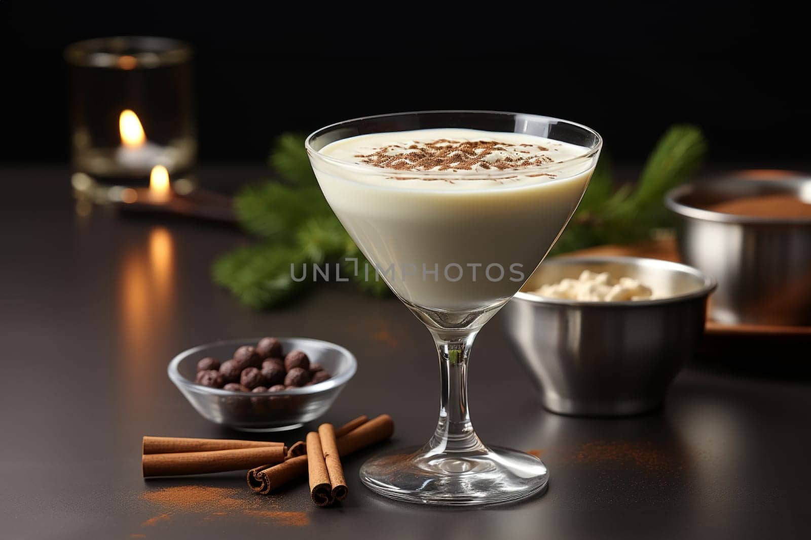 Velvet Eggnog Delight Cinnamon Dessert Martini Infused with Nutmeg for Holiday Toast