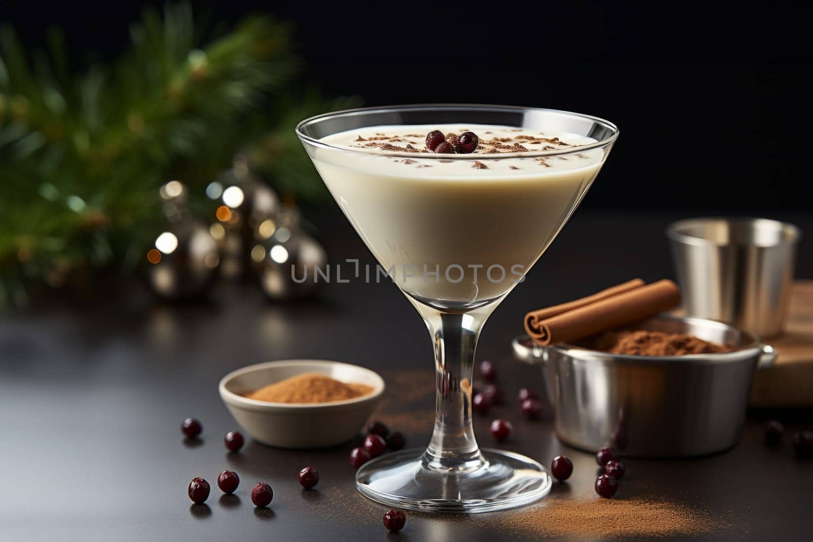 Velvet Eggnog Delight Cinnamon Dessert Martini Infused with Nutmeg for Holiday Toast