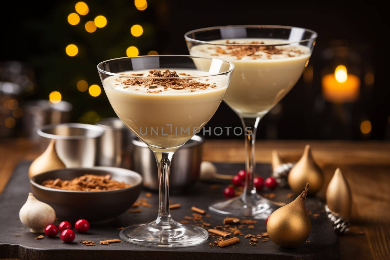 Velvet Eggnog Delight Cinnamon Dessert Martini Infused with Nutmeg for Holiday Toast