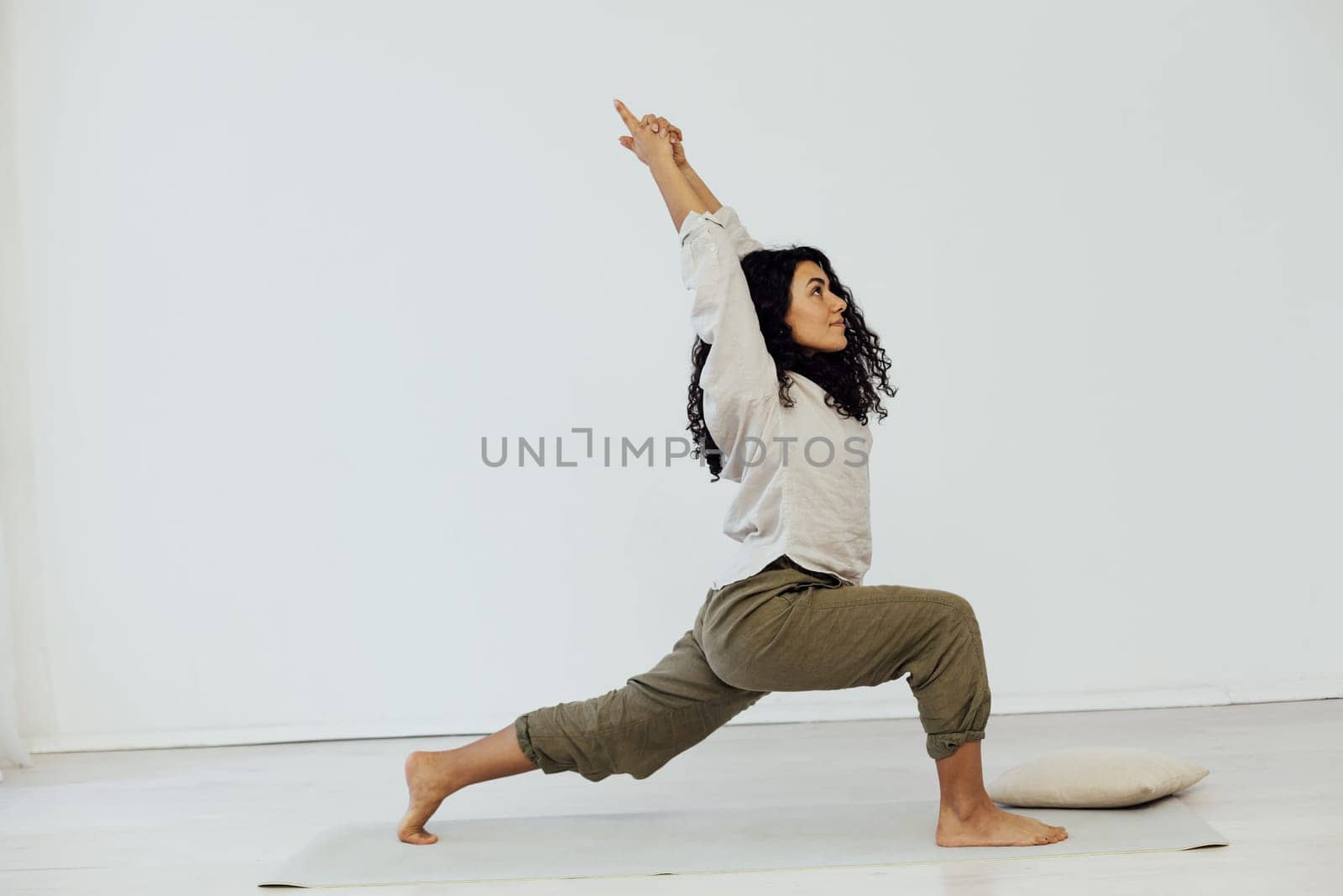 Beautiful woman yoga asana gymnastics flexibility body fitness sport