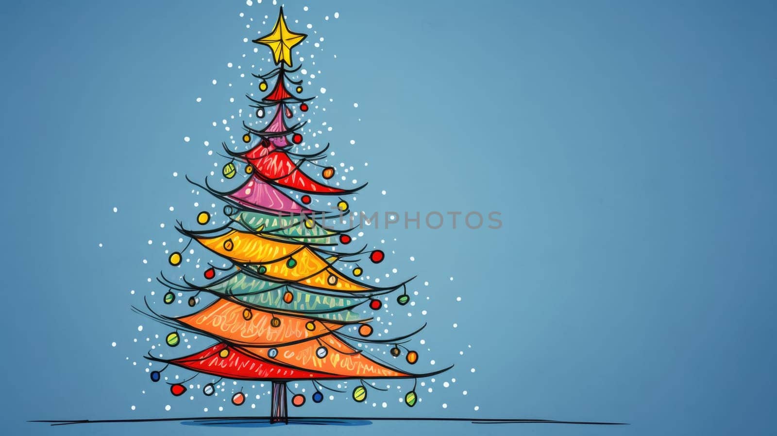 Creative art Christmas tree hand drawing style comeliness by biancoblue