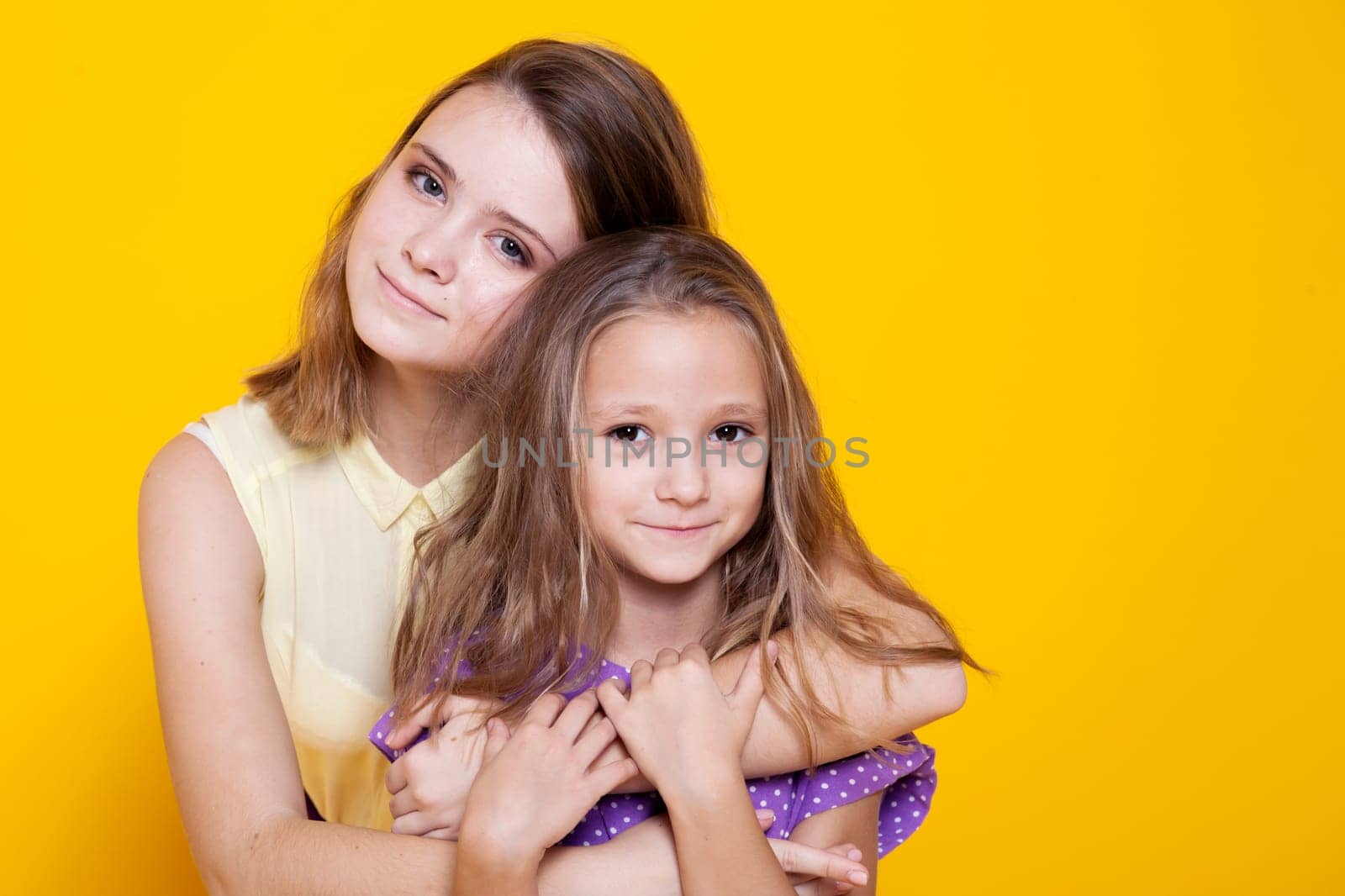 Portrait of two girls love sisters by Simakov