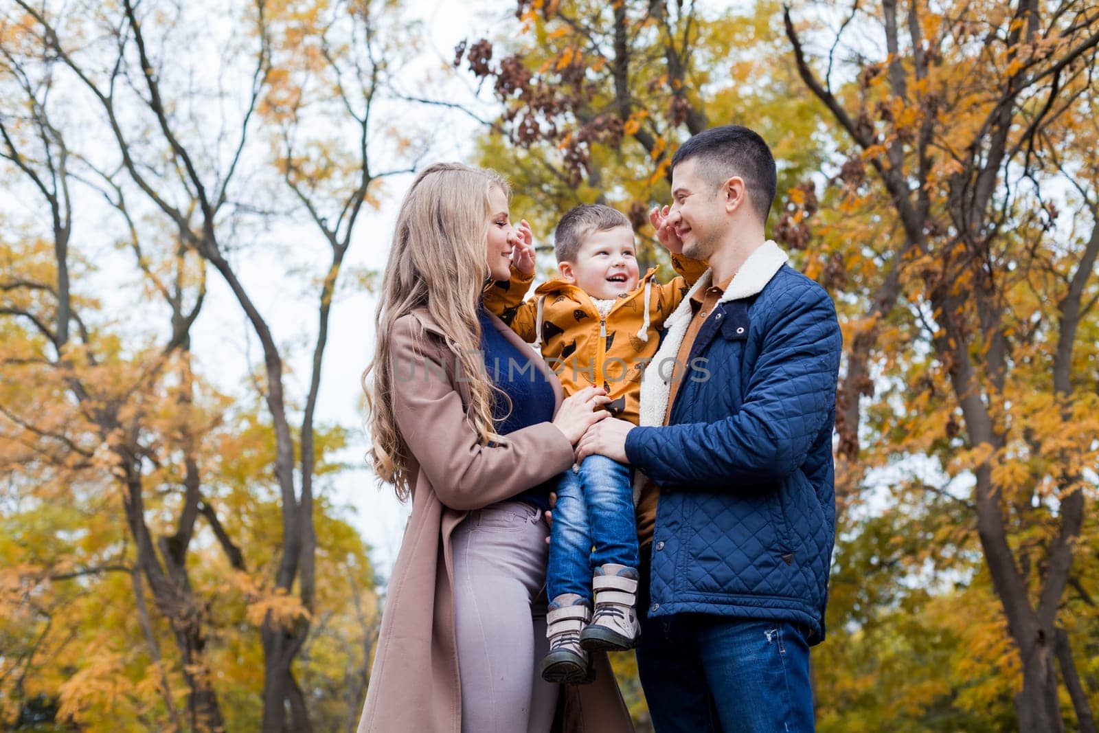 autumn forest walk with the son family by Simakov