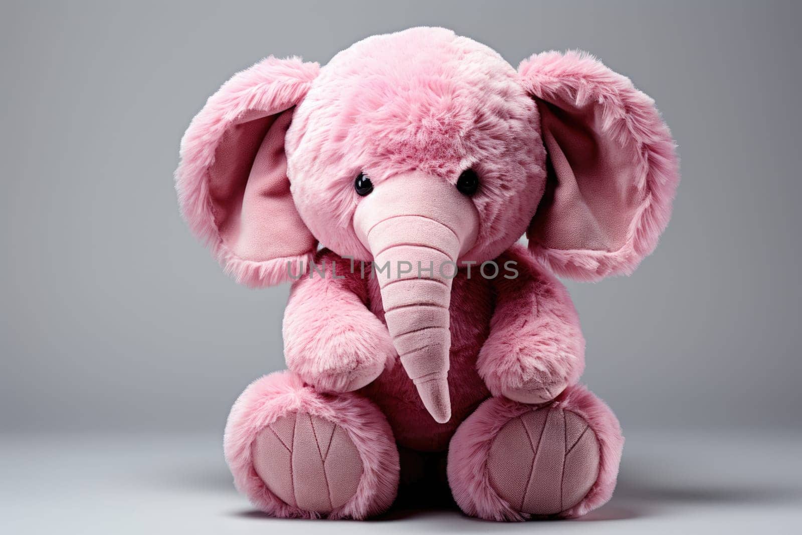 Cute pink teddy elephant isolated on white background. AI Generated