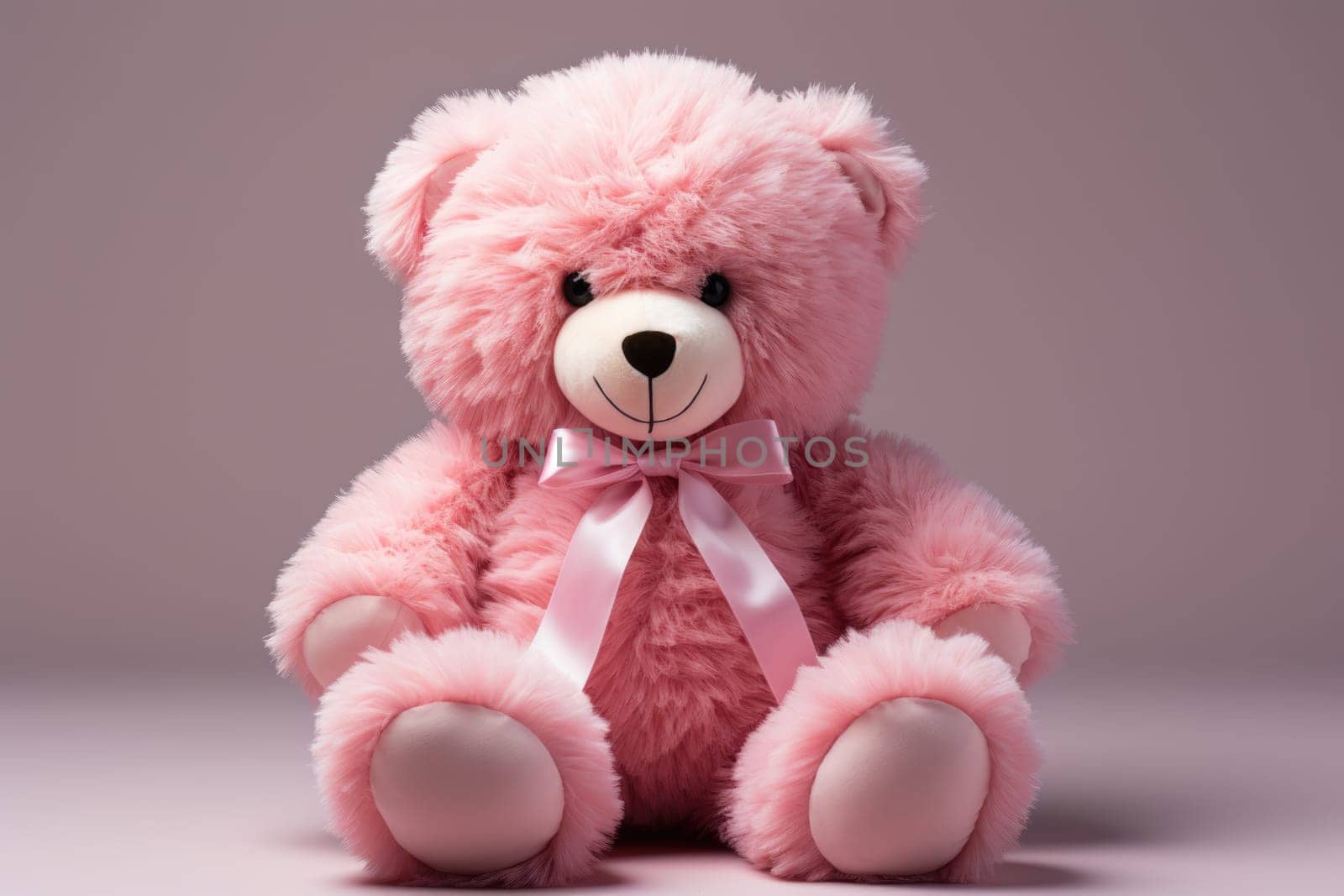 Cute pink teddy bear isolated on white background. AI Generated