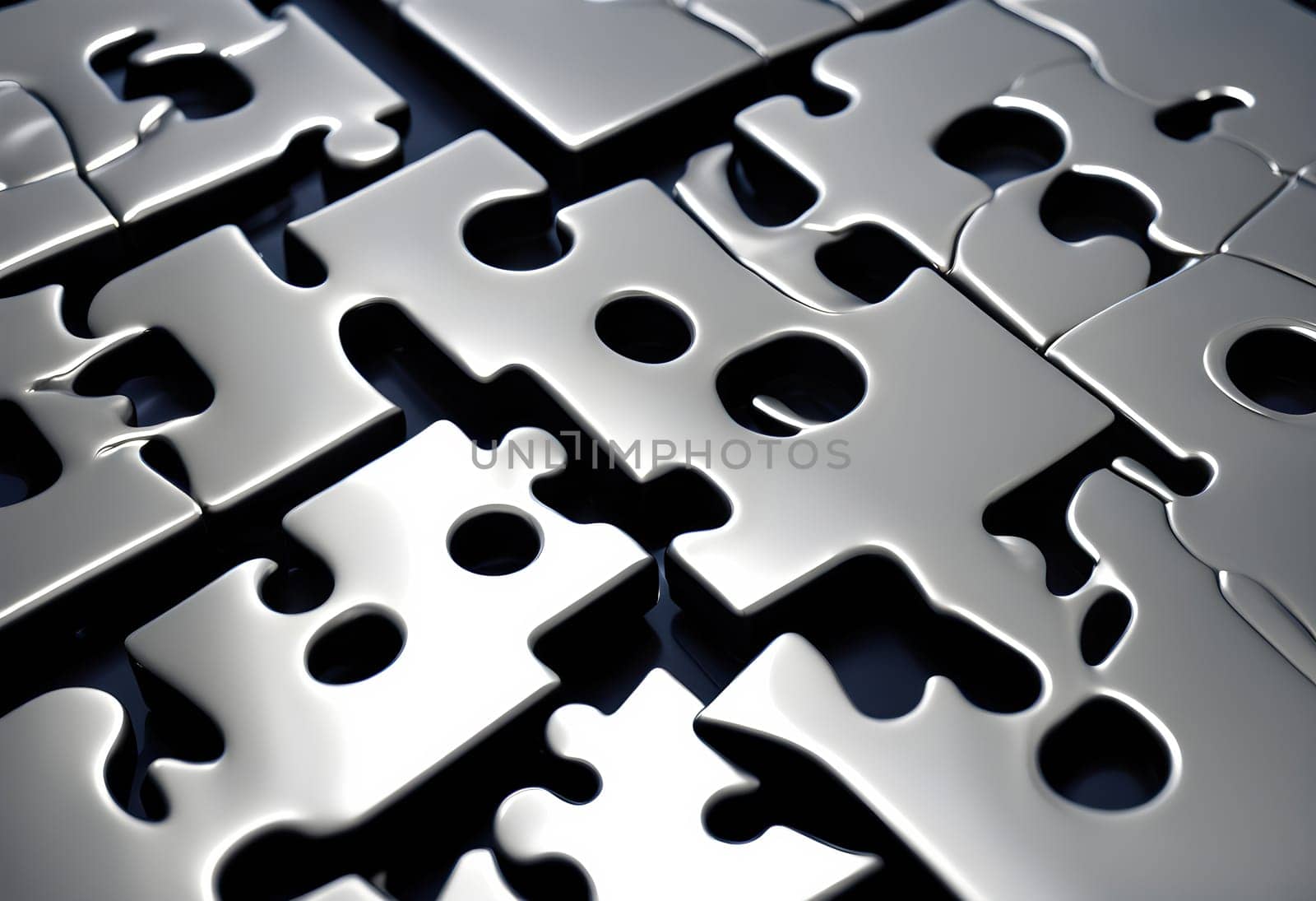 close-up of metal surface, puzzle hard surface modeling, attribution of creative, things, made of liquid metal by rostik924