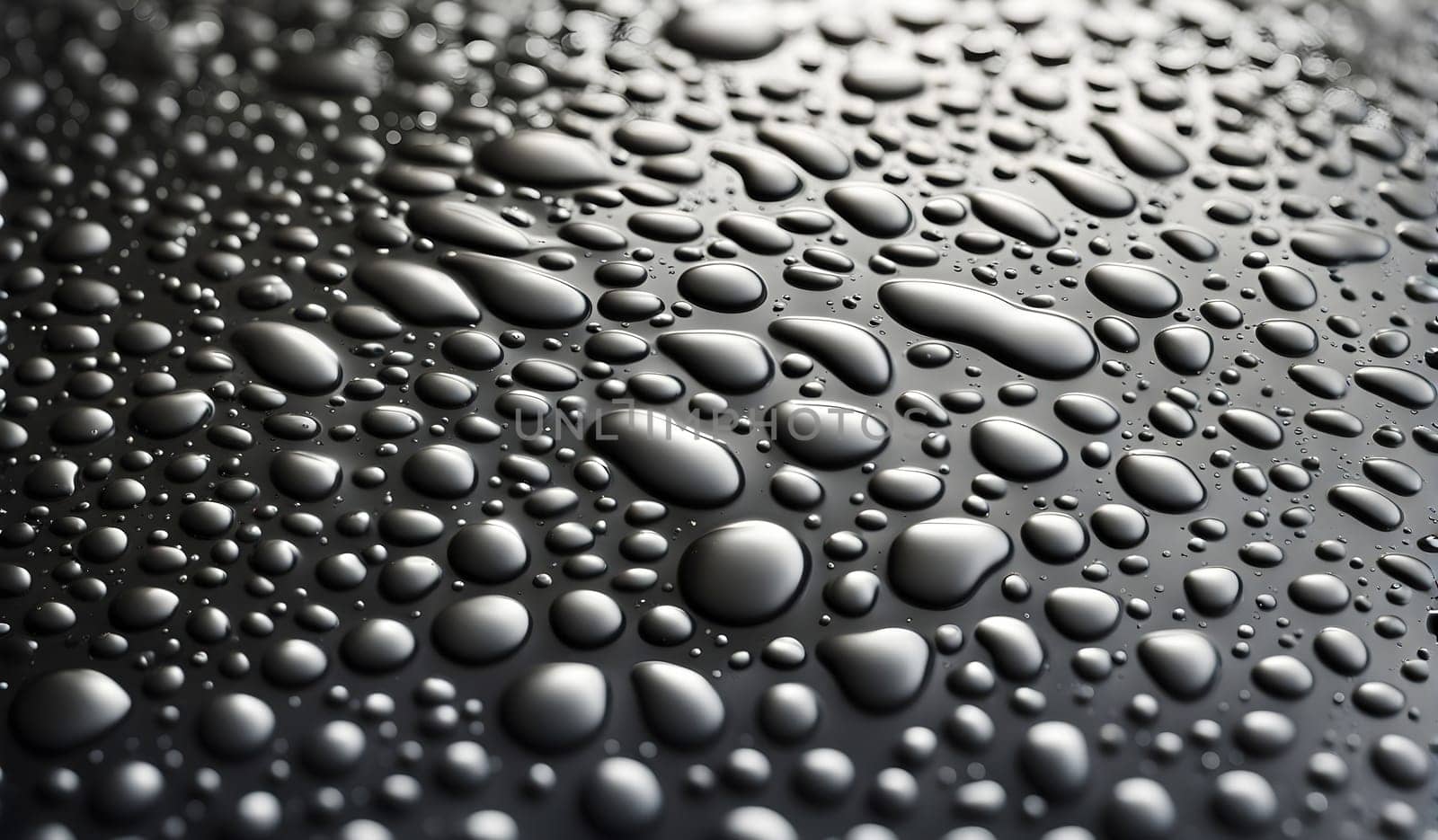 close-up of surface with water drops, ultra-fine close-up made of liquid metal, biomorph, complex patterns Generate AI
