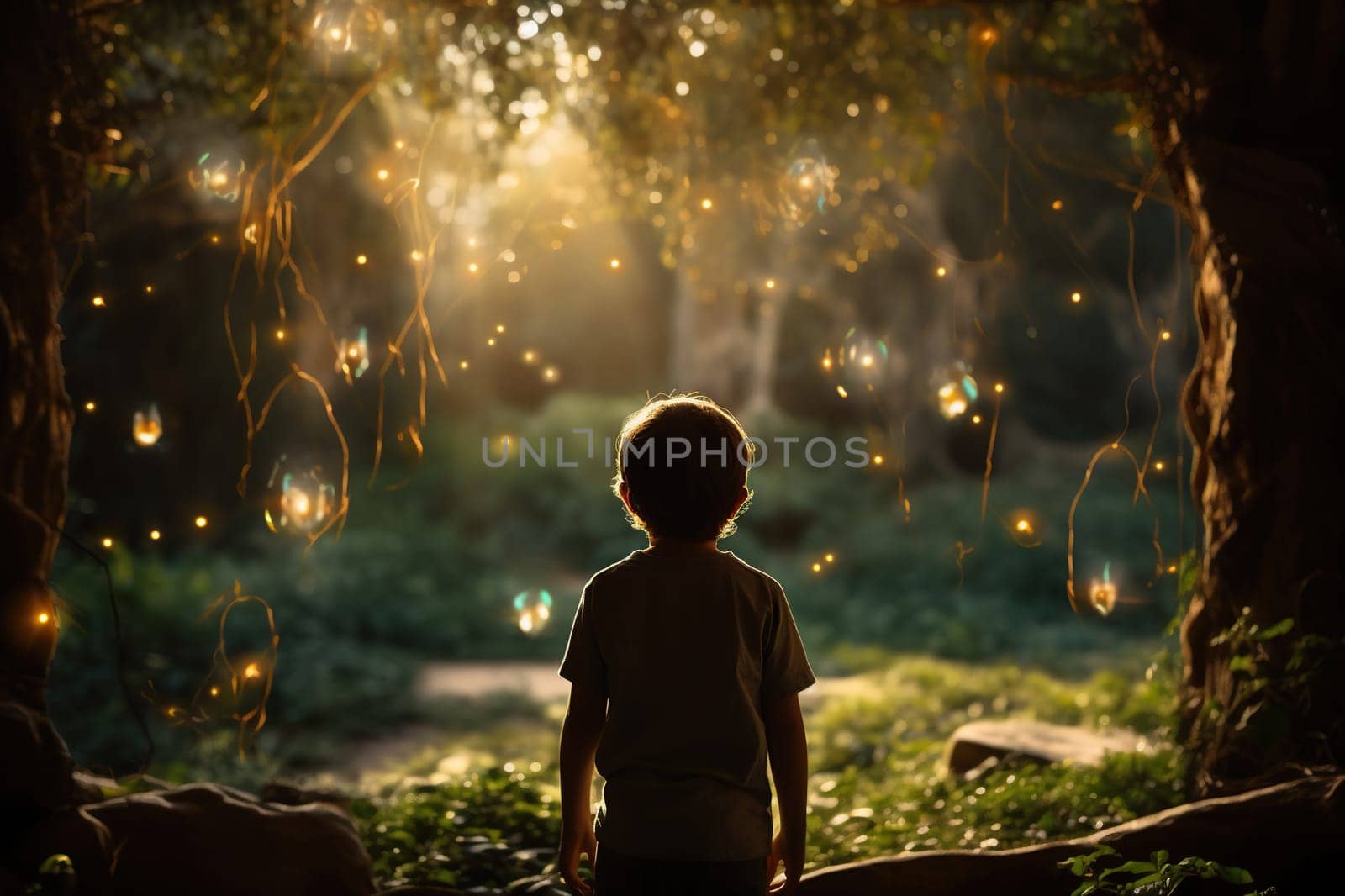 Rear view of a child in the park.