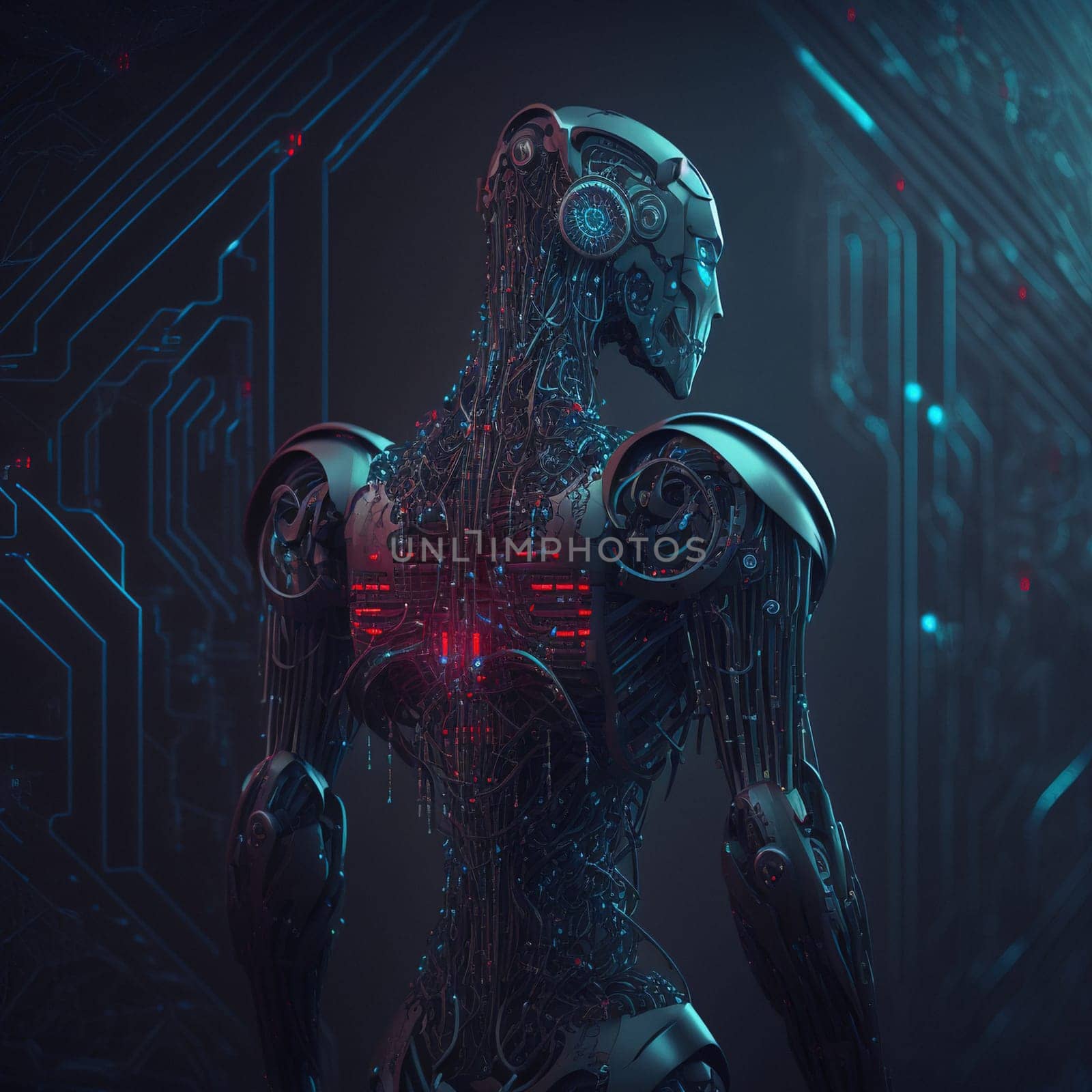 Digital Aesthetic with Cyber Bionic Network Wallpaper illustration