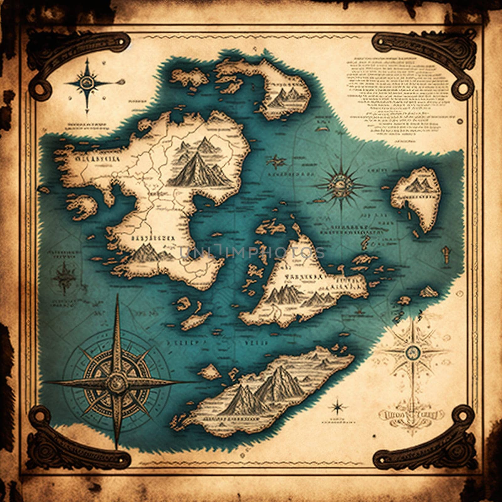 Vintage fantasy map featuring multiple kingdoms and a charmingly intricate layout by igor010