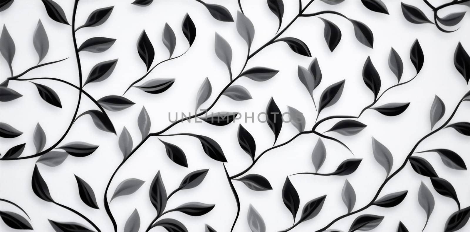 pattern black illustration floral leaf decoration wallpaper design plant flower. Generative AI. by Vichizh
