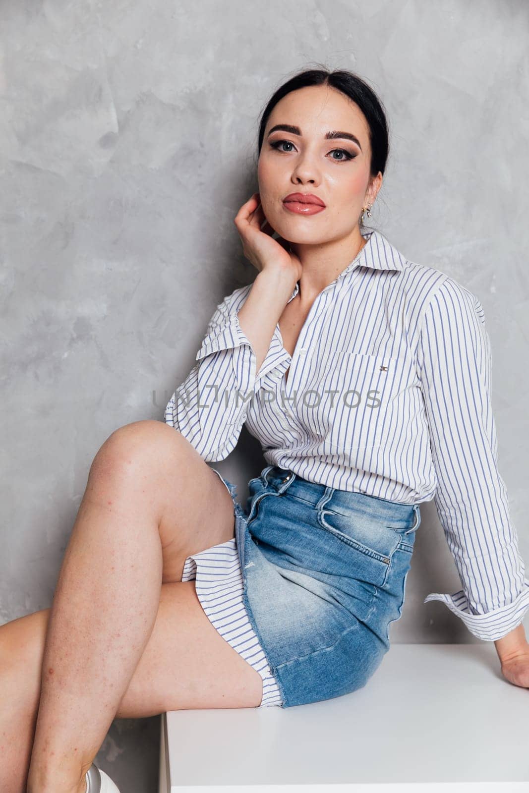 Portrait of beautiful young woman in home clothes