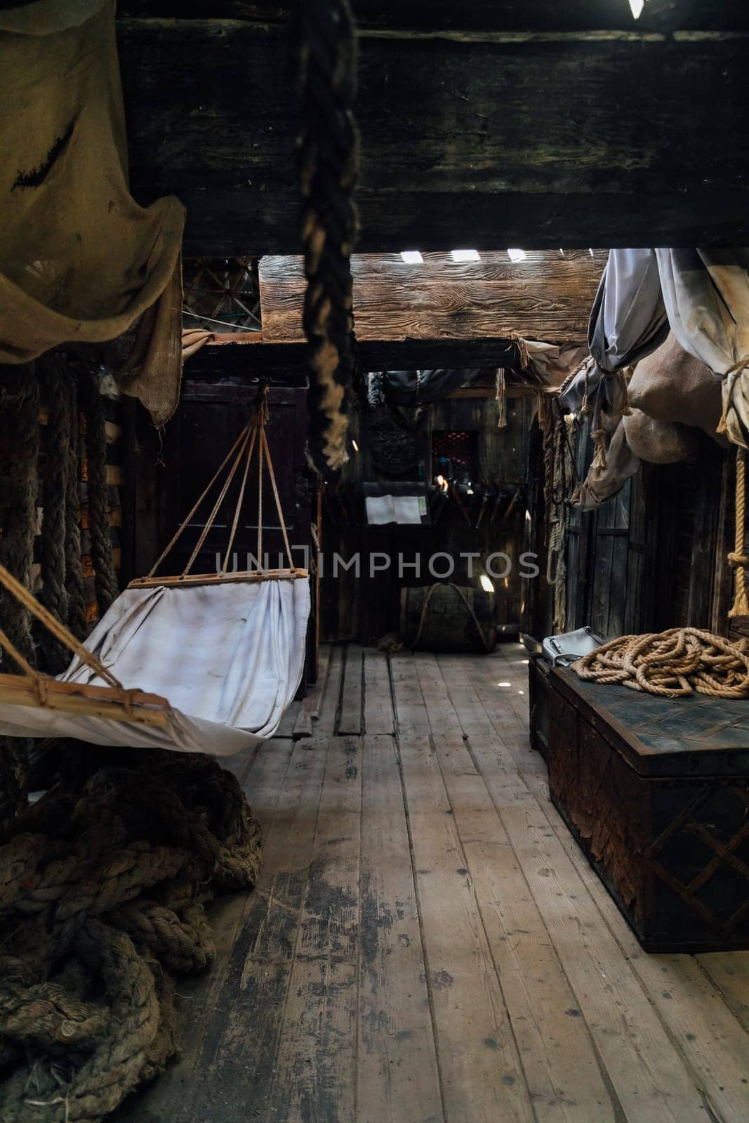 Deck of a vintage wooden ship