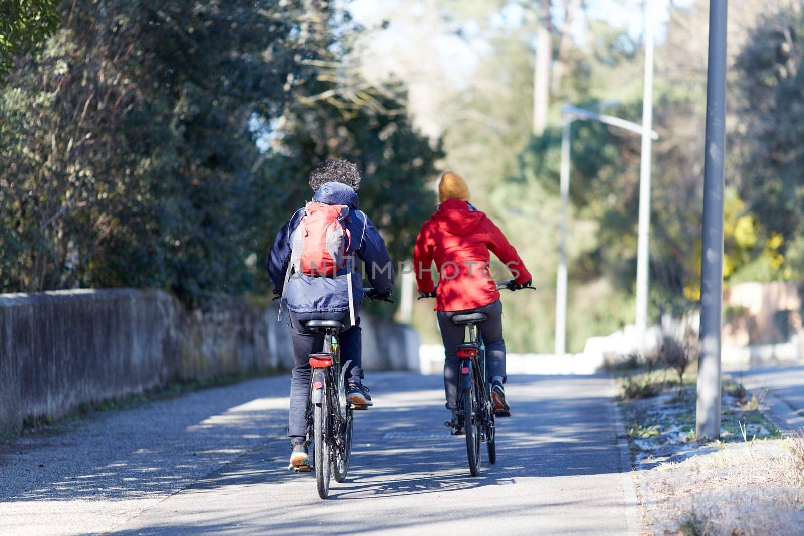 Person riding a bicycle on a cycle path a sunny day