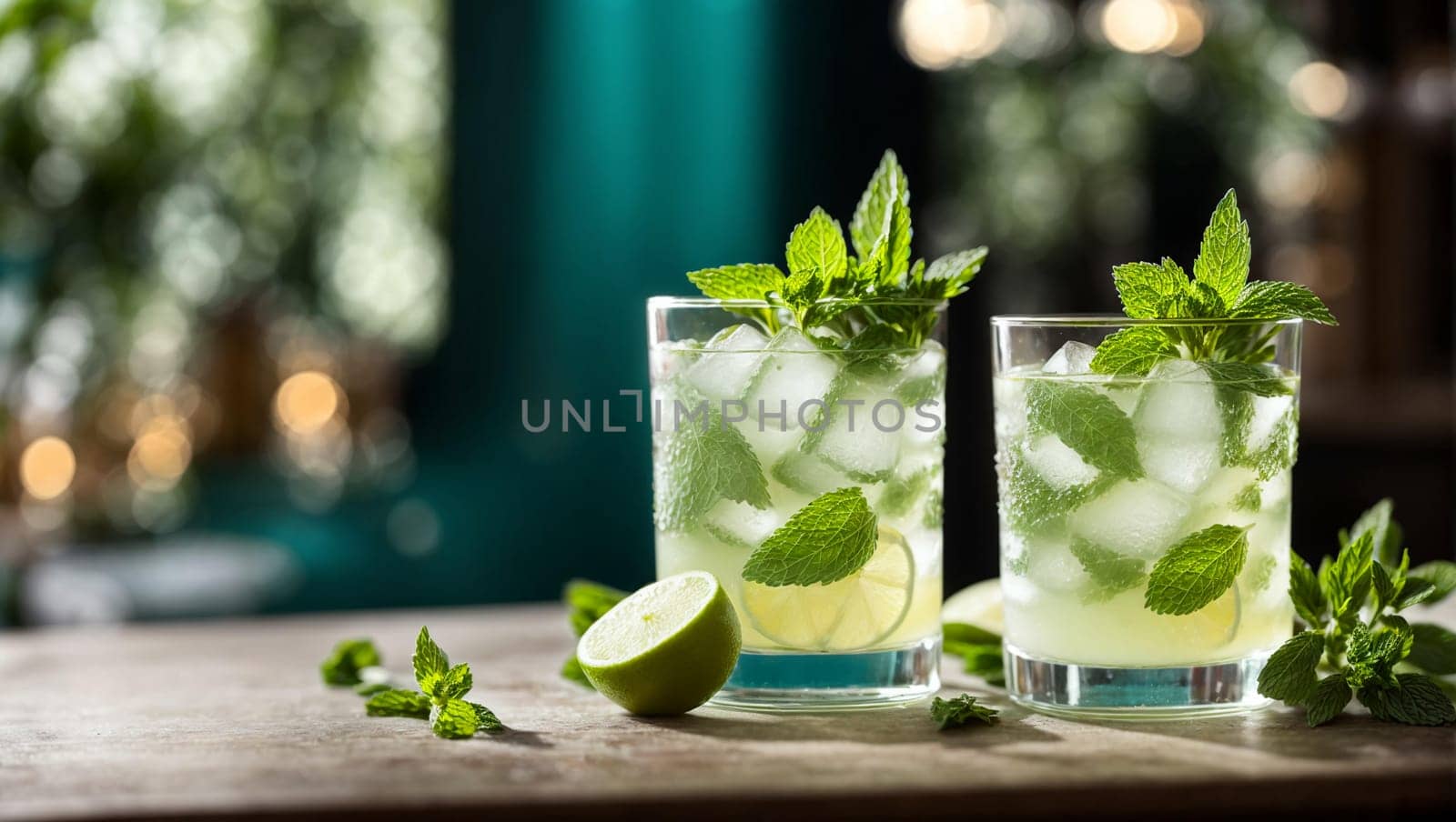 mojito in a beautiful transparent glass with fresh ice cubes. by Севостьянов