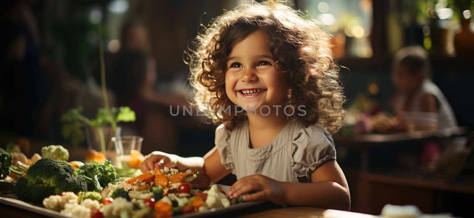 A delicious adventure: children with smiles will taste healthy food by Yurich32