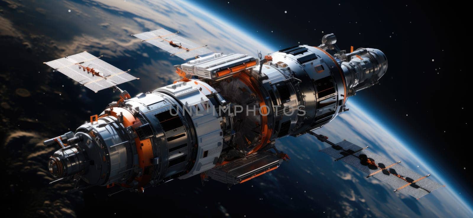 The amazing space satellite of the future combines modern style and cutting-edge technology.