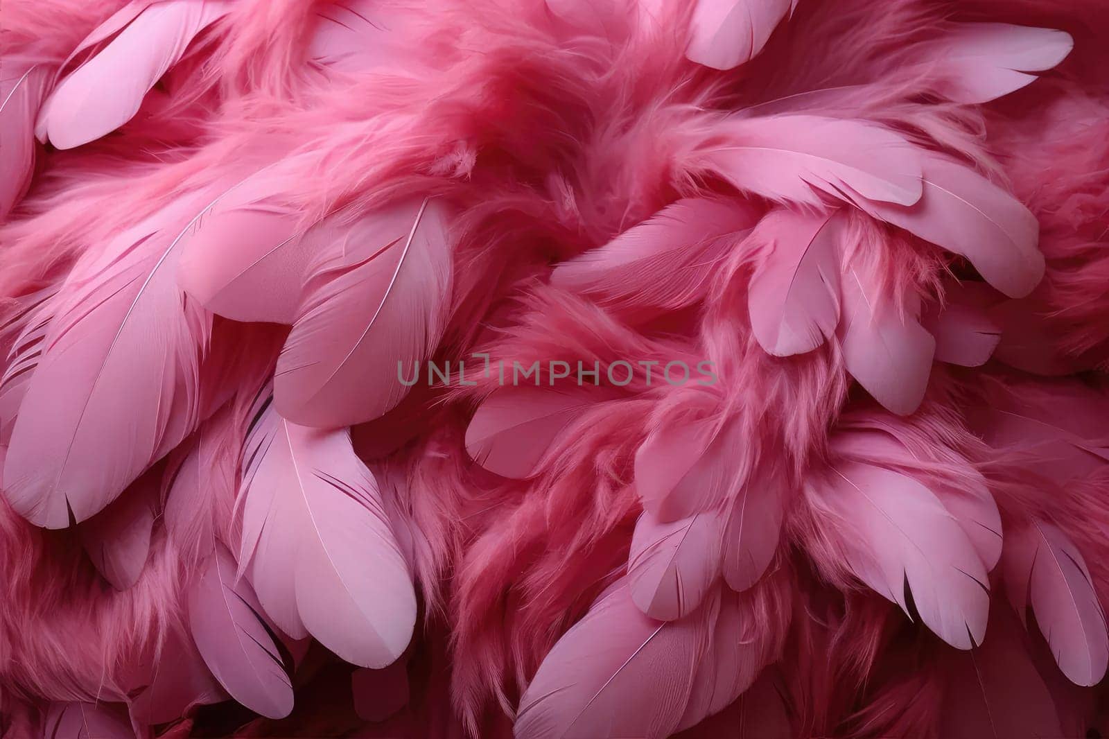 The unique pink bird feathers on the background will captivate your eye and awaken your creative streak.