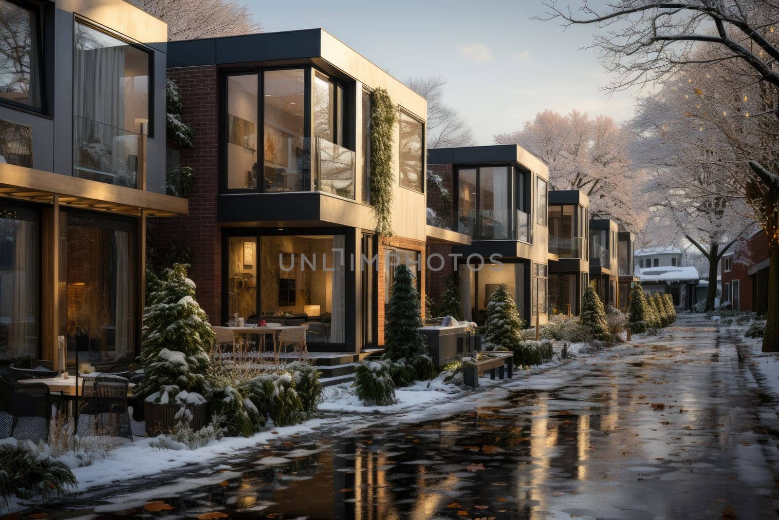 Modern Brick Townhouse: The Magic of Winter Christmas by Yurich32