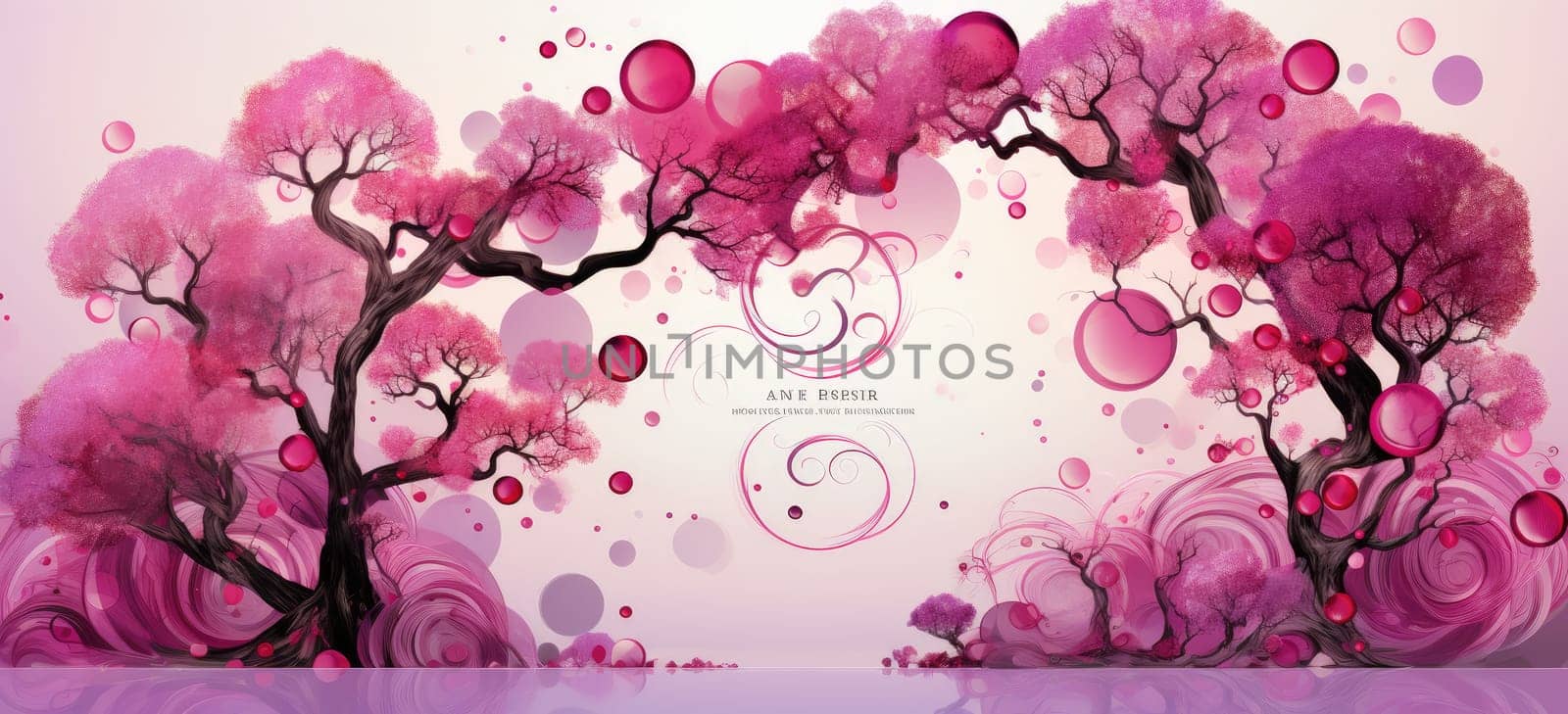 Family Tree on Postcard: Purple and Pink Collage with Oval Circles for Inserting Photos by Yurich32