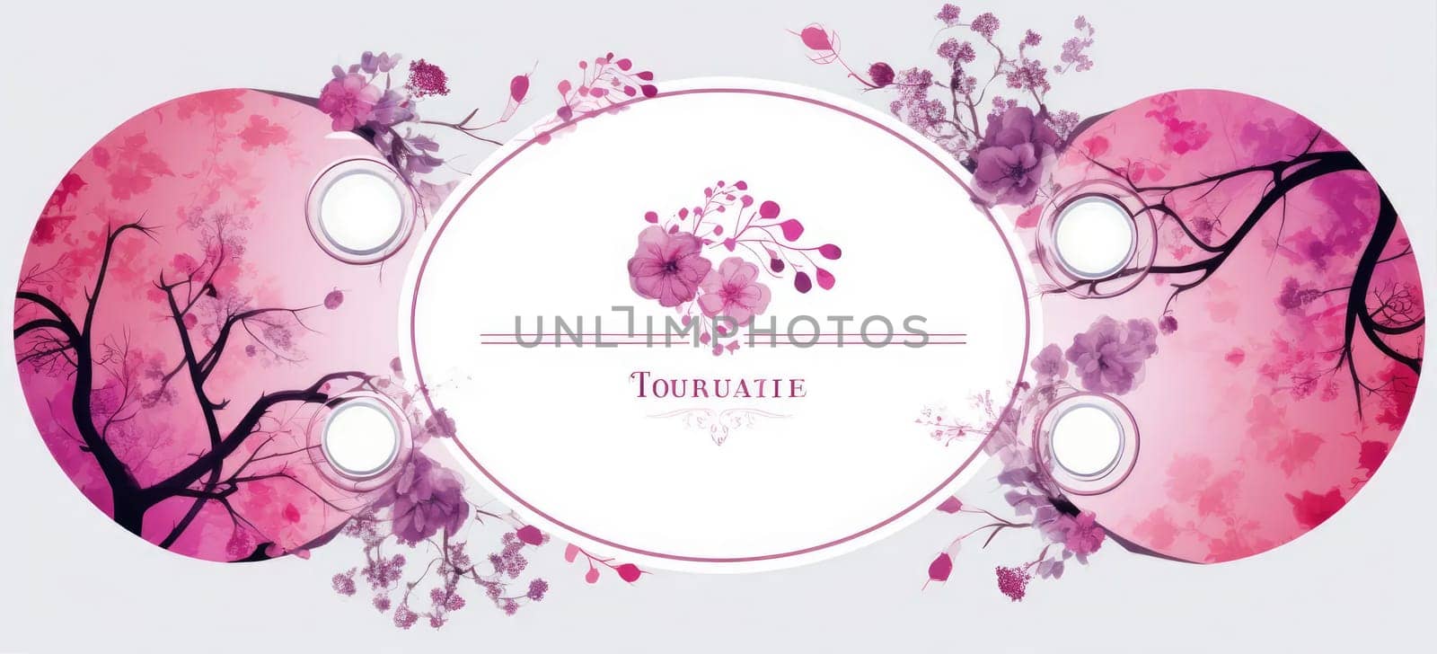 Family Tree: Purple and Pink Card with Oval Circles for Inserting Photos by Yurich32