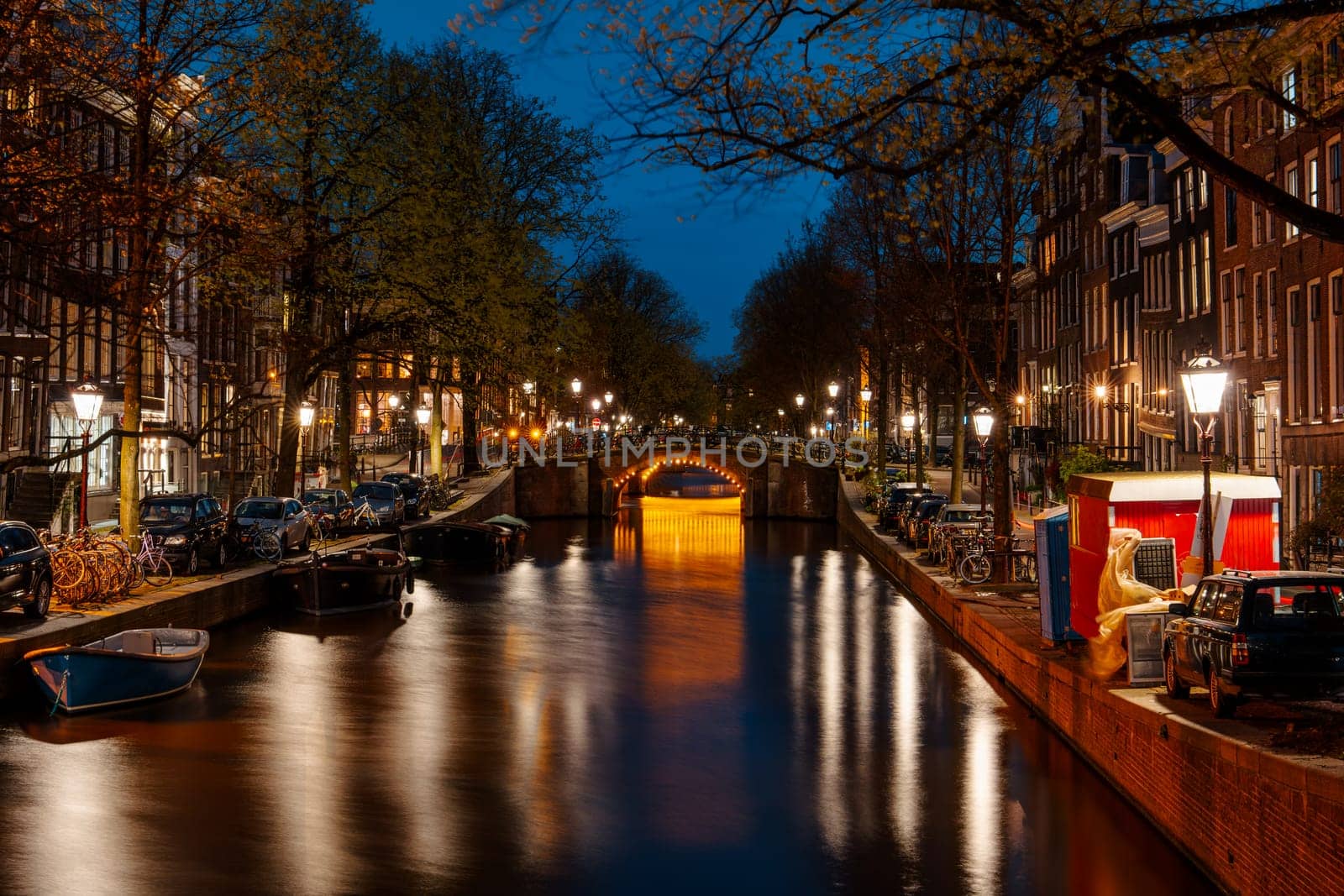 Amsterdam Canal Night Scene Long Exposure Photography for Sale by PhotoTime