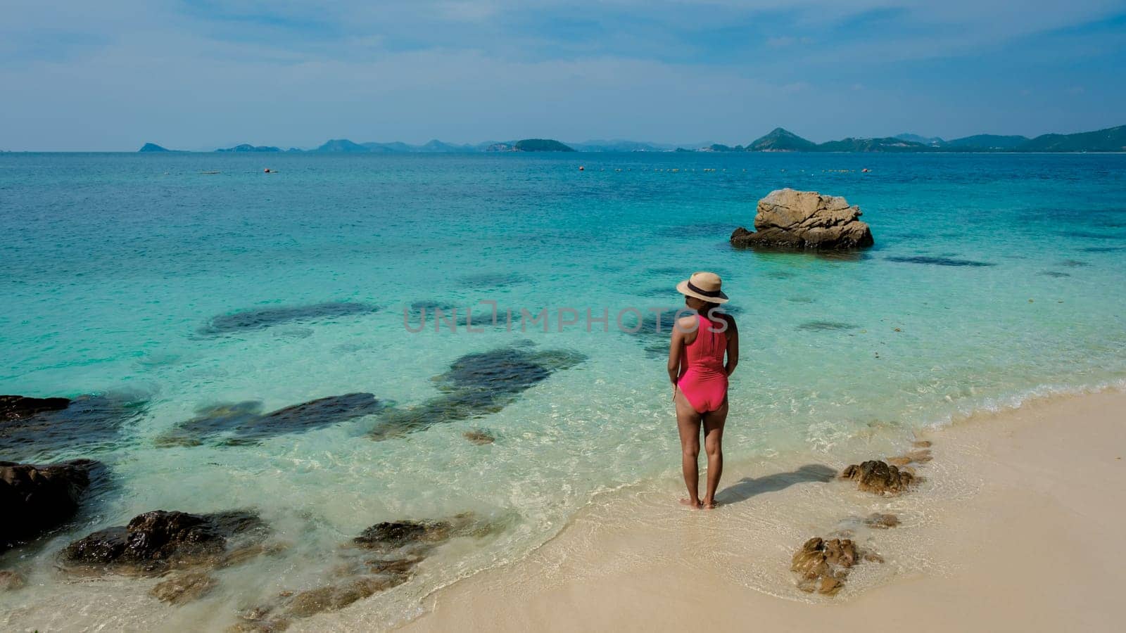 Ko Kham Island Sattahip Chonburi Samaesan Thailand a tropical Island in Thailand with a blue ocean by fokkebok