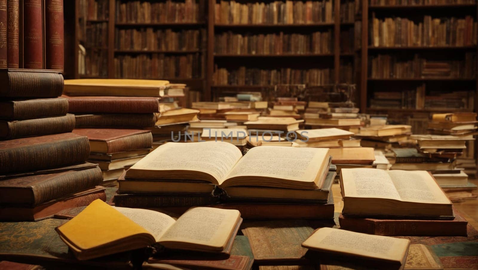 The books are stacked on the floor in different order by Севостьянов