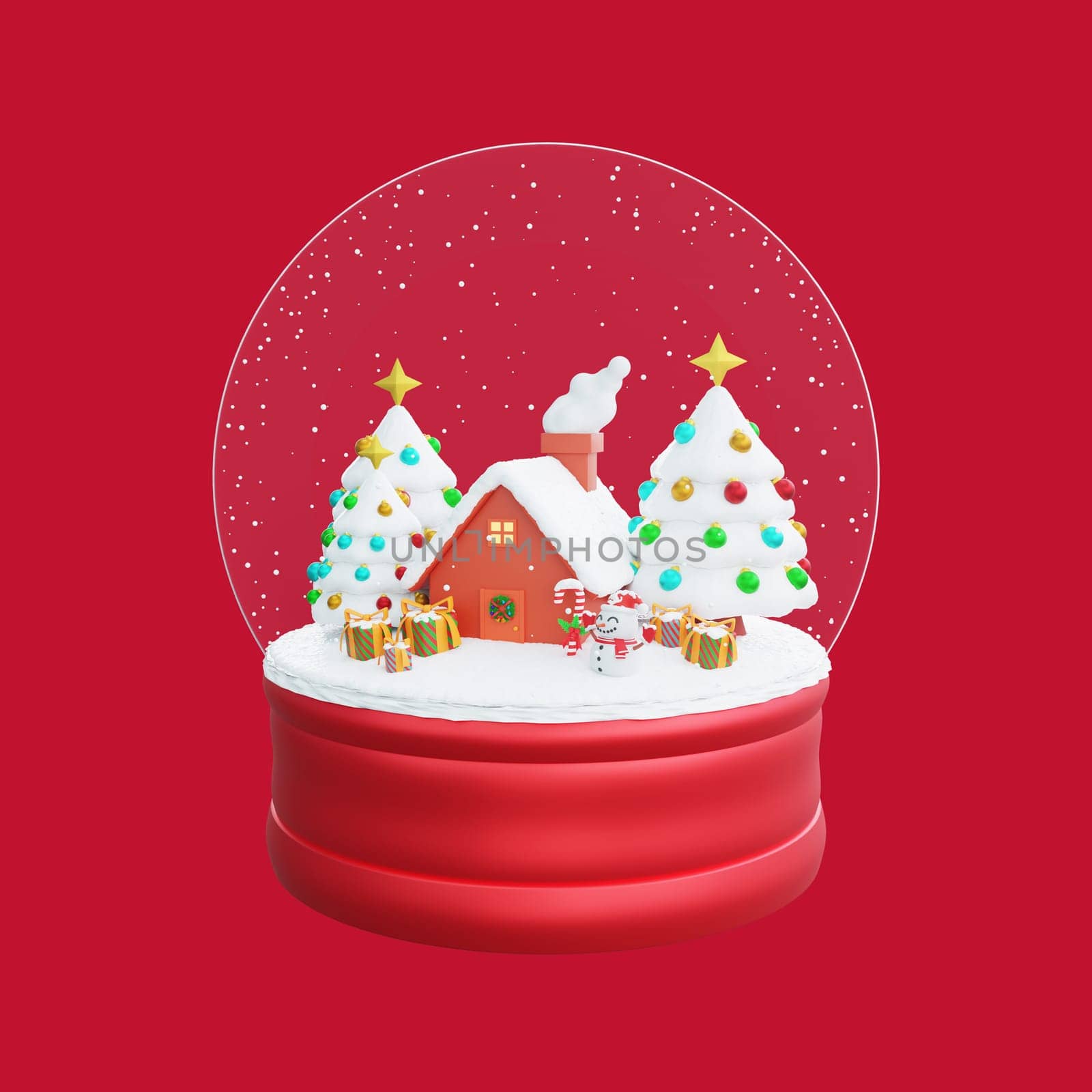 3D illustration of Christmas Snow Globe Scene. Christmas decoration design by Rahmat_Djayusman