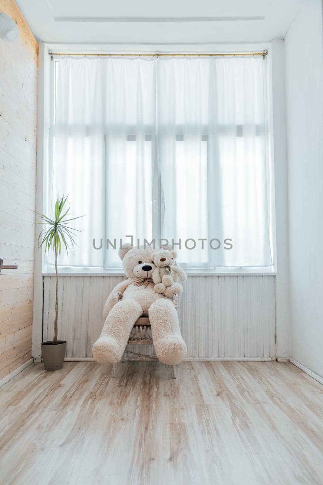 Interior of a room with a large window