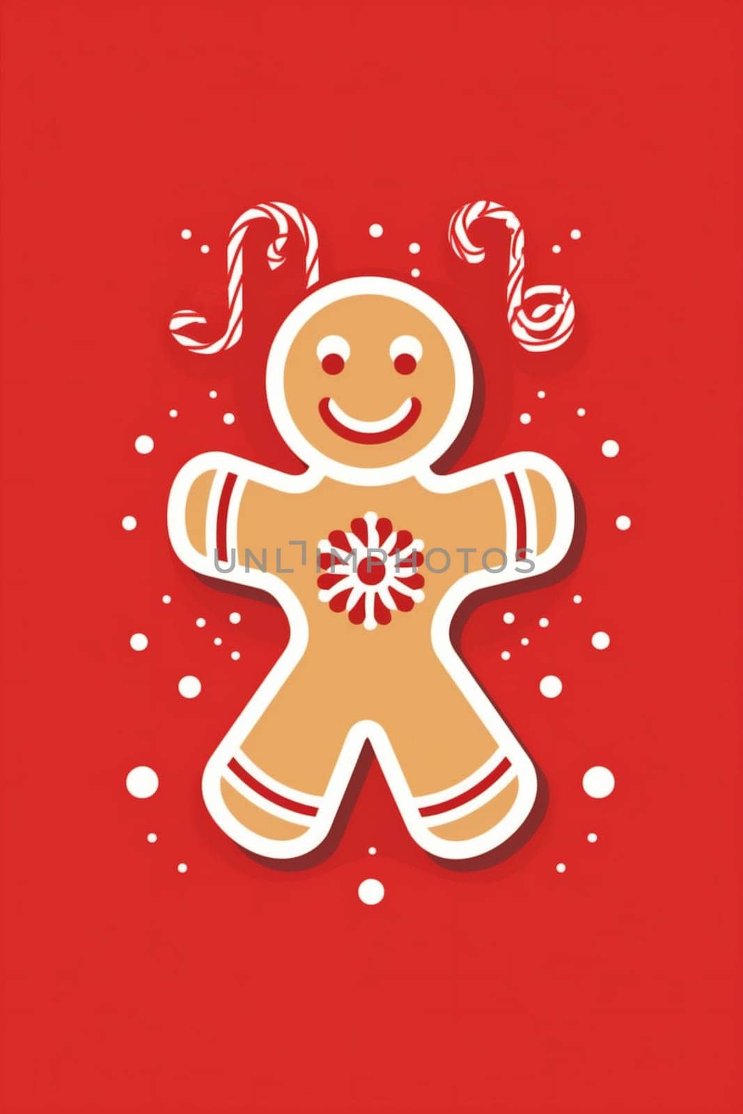 man decoration food sweet red seasonal background gingerbread holiday cookie christmas candy. Generative AI. by Vichizh