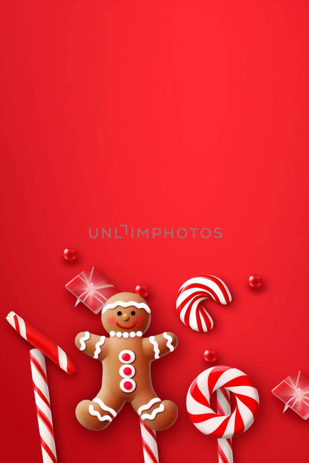 man biscuit smile christmas traditional lollipops new decoration ginger gingerbread tree red celebration background year cookie white baking dessert sweet food holiday. Generative AI.