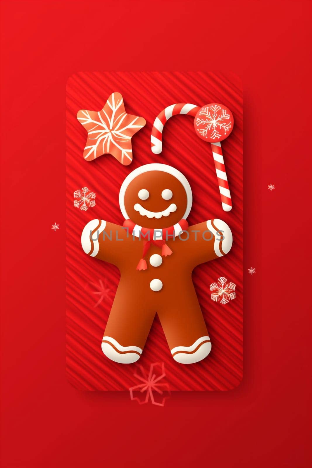 cookie man december red holiday christmas gingerbread sweet background decoration homemade food. Generative AI. by Vichizh