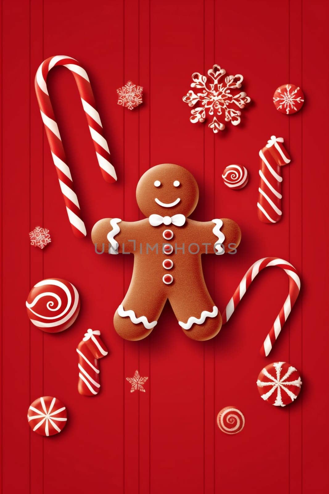 background man christmas cookie holiday red new sweet decoration merry gingerbread food. Generative AI. by Vichizh