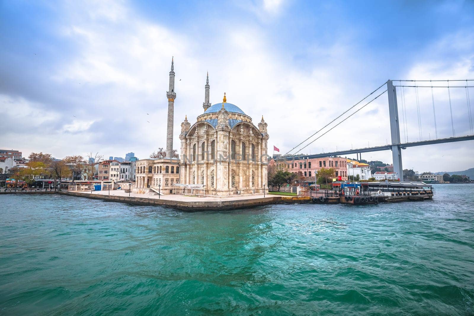 Ortakoy Mosque or Buyuk Mecidiye Camii and Bosphorus bridge in Istanbul view by xbrchx