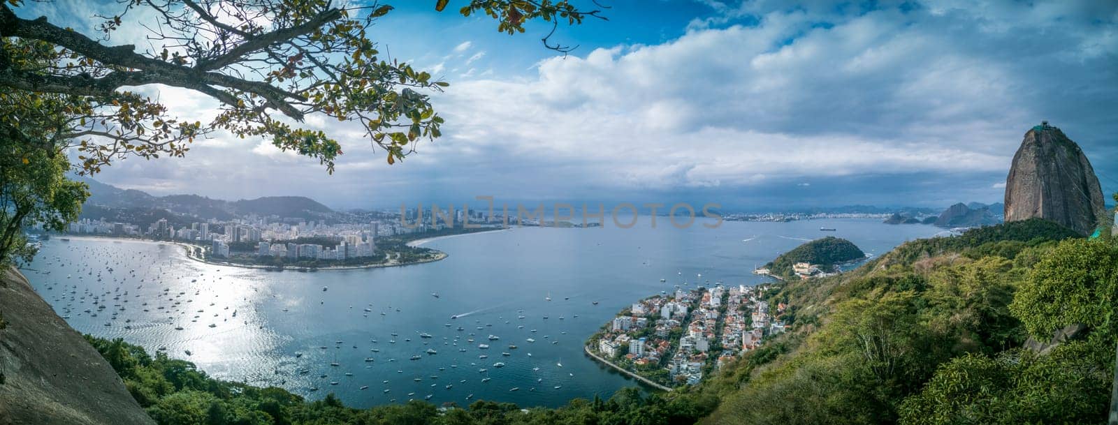 Aerial Panorama of Sugarloaf Mountain and Botafogo Bay, Rio by FerradalFCG