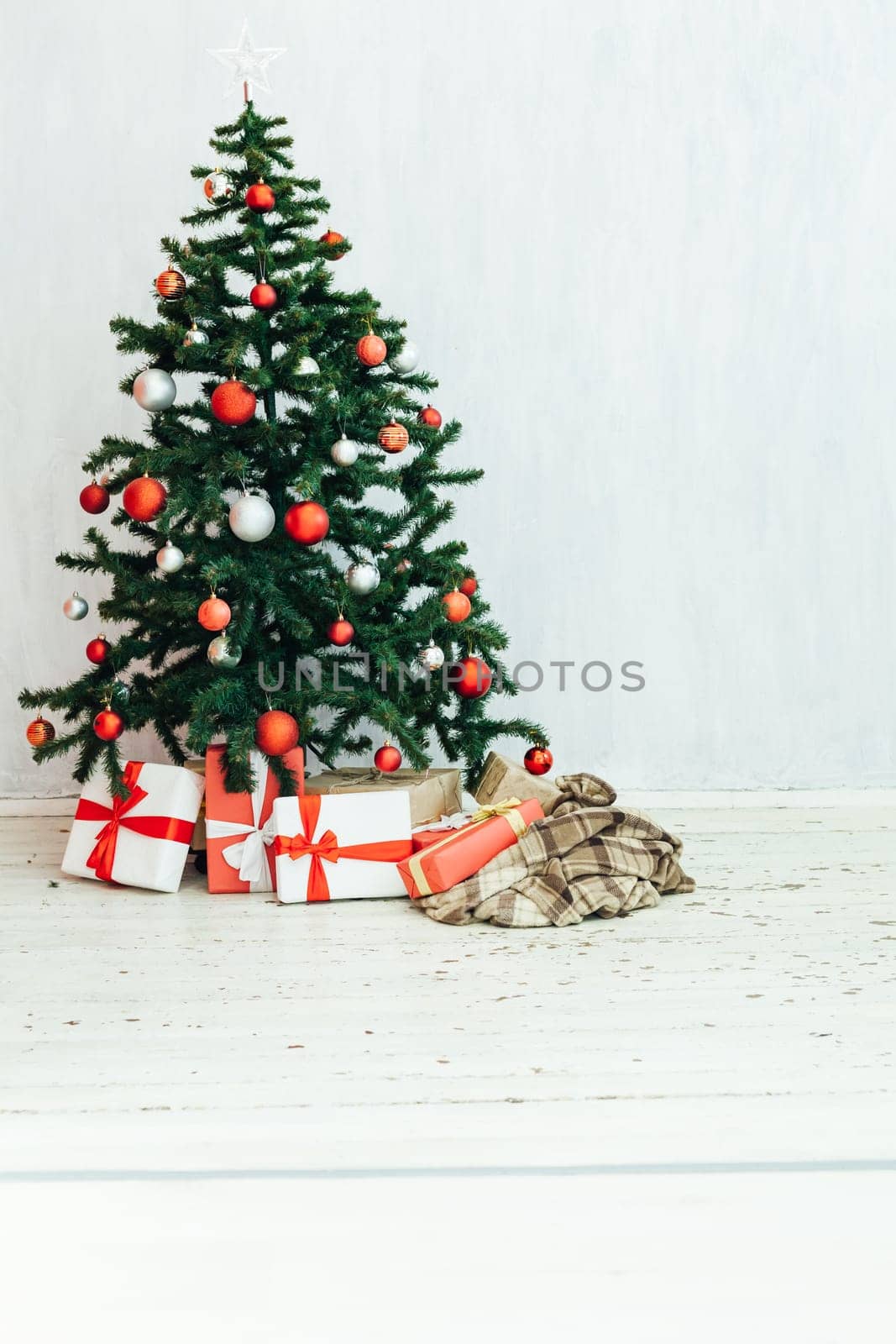 Christmas tree gifts winter background holiday