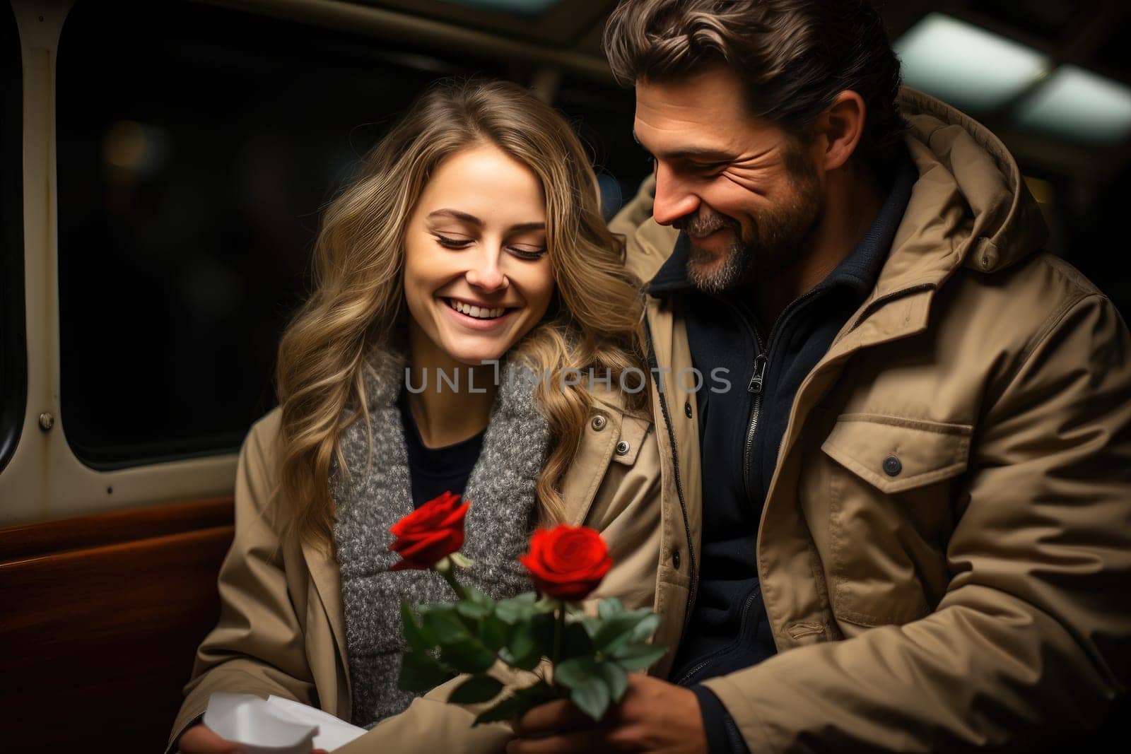 Moments of double happiness: A man gives gifts to a girl on Valentine's Day by Yurich32