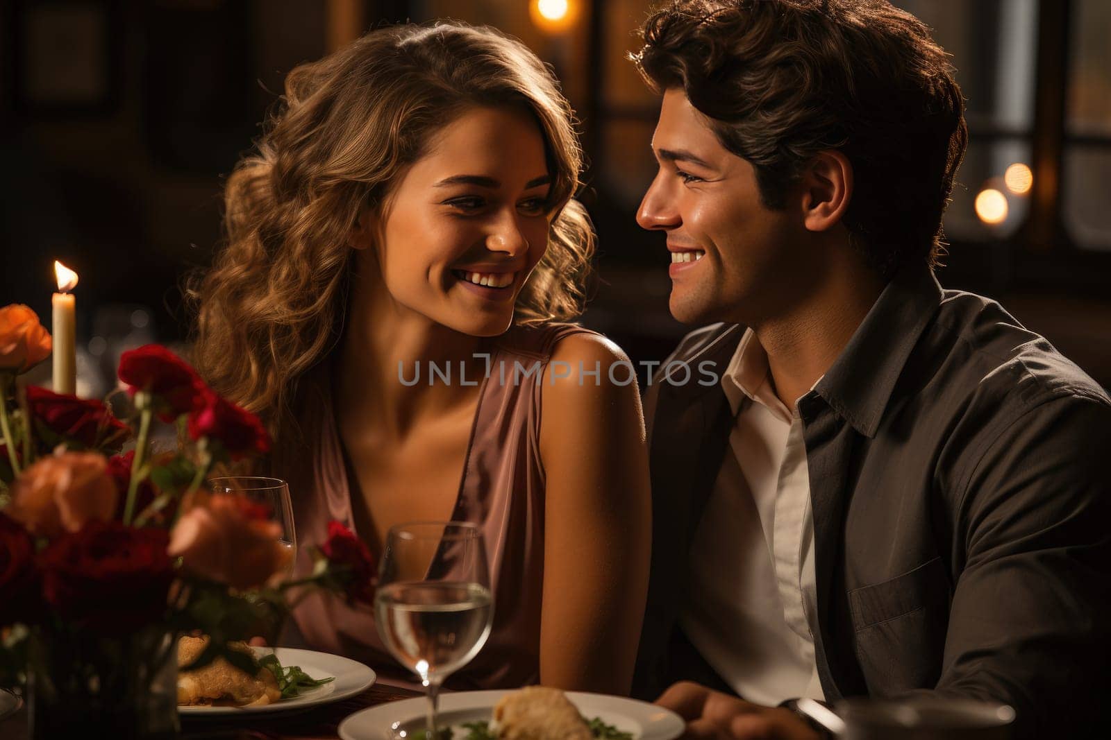 Source of Happiness: A Woman Throws a Romantic Valentine's Day Dinner for Her Husband by Yurich32