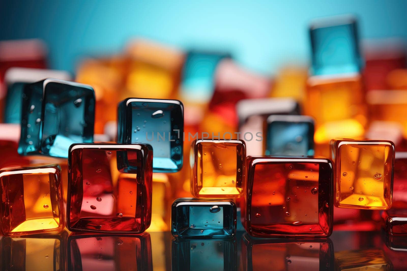 Colorful Abstract Background of Multicolored Glass Cubes Reflecting Light by Yurich32
