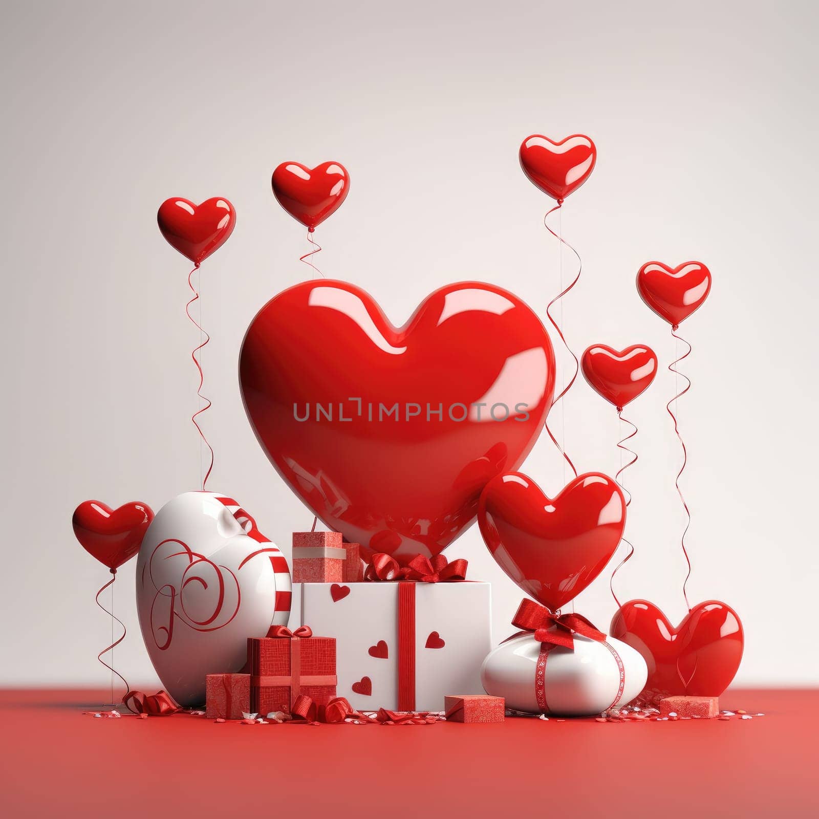 Valentine's Day Romance With Red And Pink Heart Shaped Balloons For Declaration Of Love by Yurich32