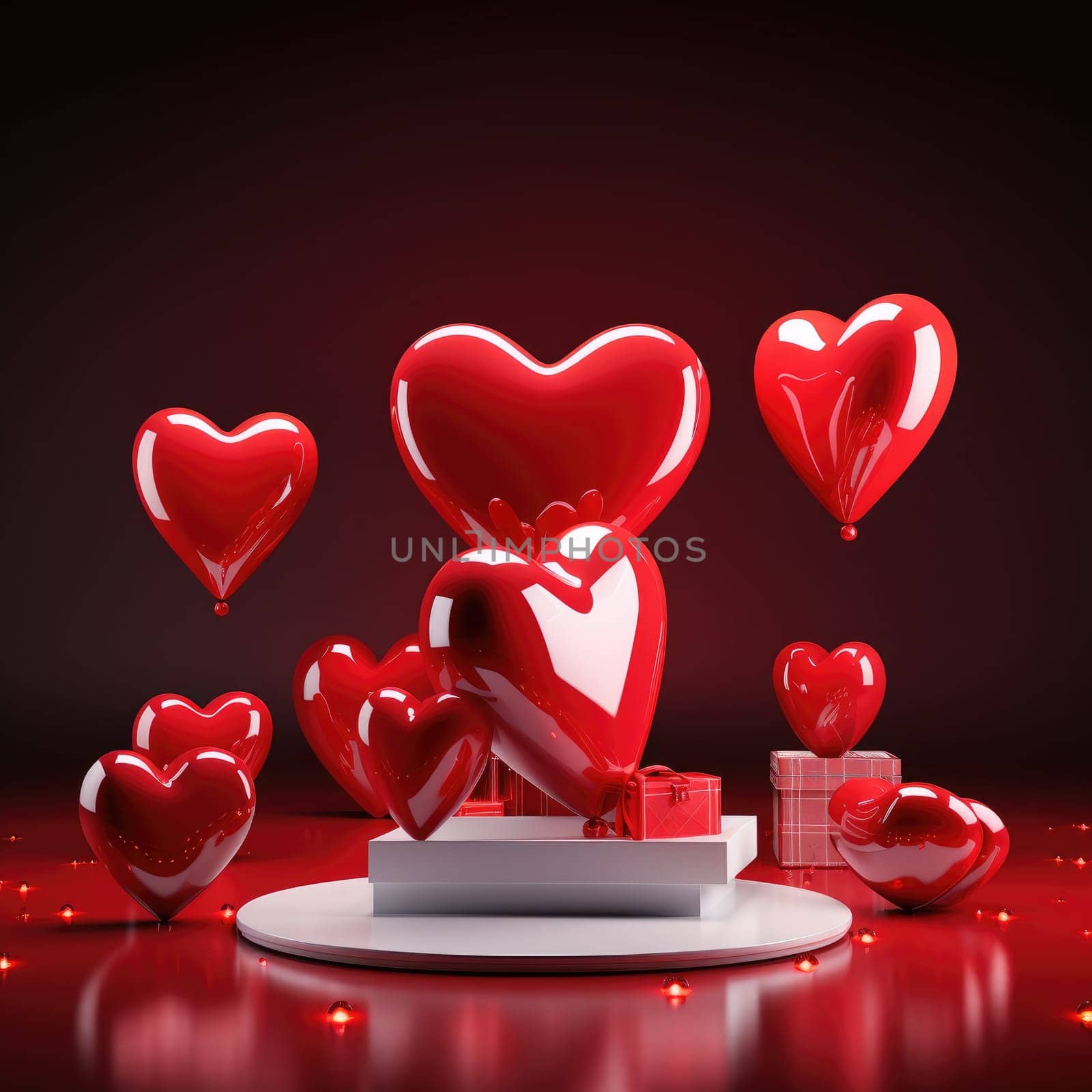 Romantic Heart Shaped Balloons for Valentine's Day Celebration and Declaration of Love.