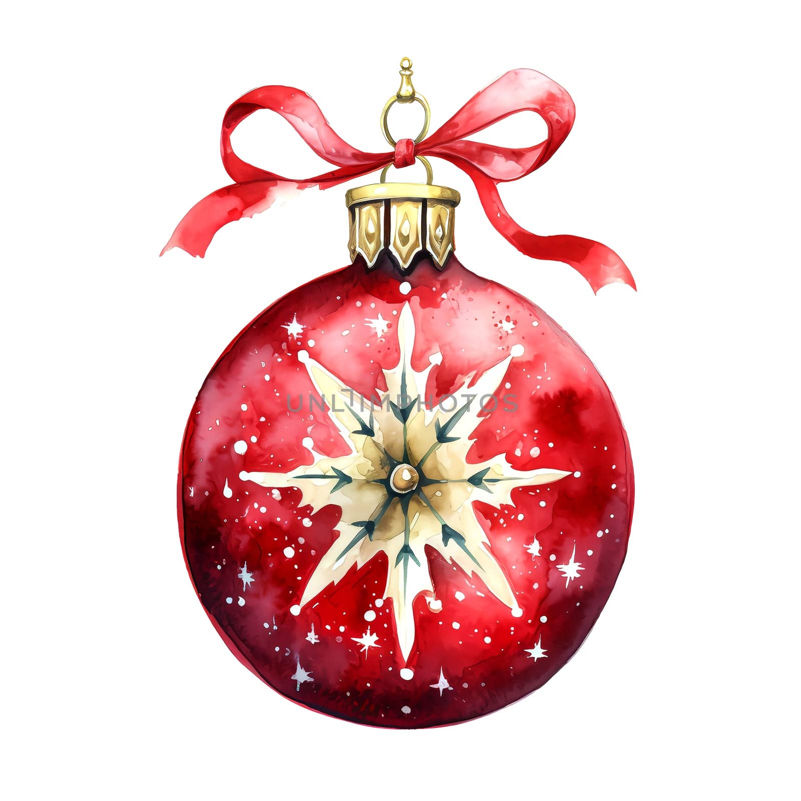 Watercolor Christmas ball. Clipart. AI generated. by AndreyKENO