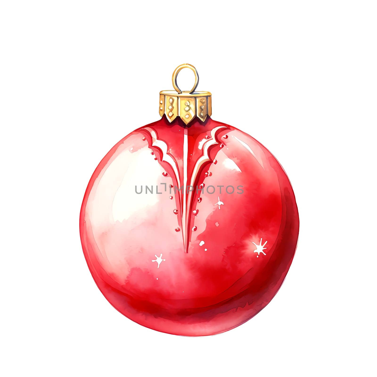 Watercolor Christmas ball. Clipart. AI generated. by AndreyKENO